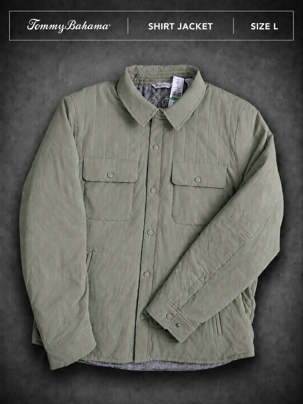 Tommy Bahama Layton Quilted Jacket Beetle Green NWT Large $225
